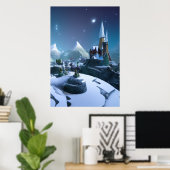 La ville dans la montagne | AI Art Poster (Bureau à domicile)