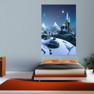 La ville dans la montagne   AI Art Poster