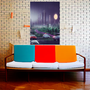 La ville dans la nuit AI Art Poster