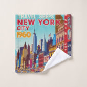 La Ville Qui Ne Dort Jamais | Impression d'art rét (Gant de toilette)