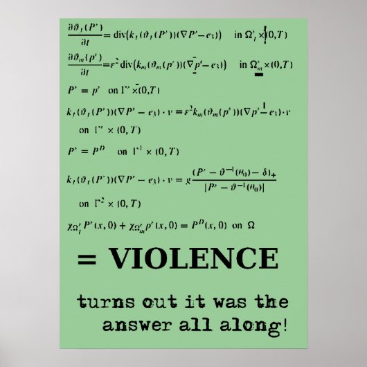 La violence est la réponse Affiche drôle imprimée (Devant)