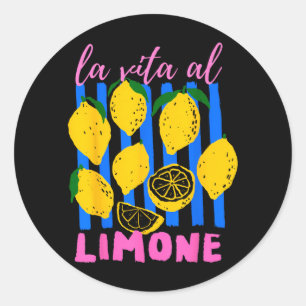 La Vita Al Limone Grappige Italiaanse Citroen Frui Ronde Sticker