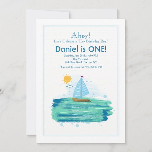 La voile dans la Sunshine Invitation (Devant)