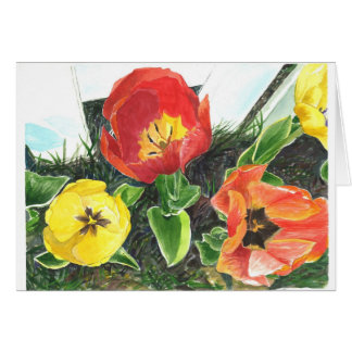 La vue de l'abeille de miel des tulipes du ressort