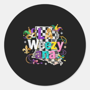 La Weezy Ana Louisiana Mardi Gras Carnaval Ontwerp Ronde Sticker