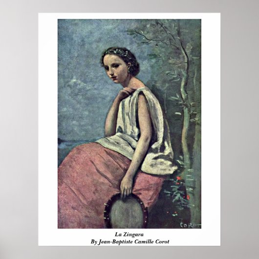 La Zingara door Jean-Baptiste Camille Corot Poster (Voorkant)
