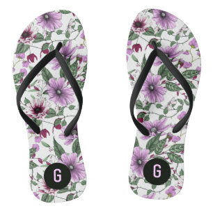 Laadbloemen met groen bladeren teenslippers