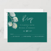 Laag budget TEAL Witte EUCALYPTUS Trouwfeest Briefkaart (Voorkant / Achterkant)