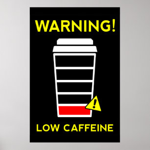 Laag cafeïne, laag poster, koffie, zwart poster