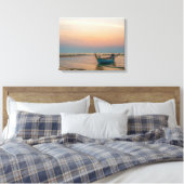 Laag getij boot op het strand bij zonsondergang Ve Canvas Afdruk (Insitu (Slaapkamer))