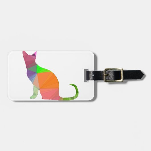 Laag Poly Kat Silhouet Bagagelabel (Voorkant horizontaal)