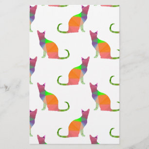 Laagpoly Cat Silhouette Pattern Briefpapier
