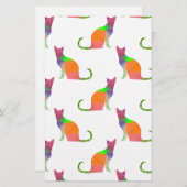 Laagpoly Cat Silhouette Pattern Briefpapier (Voorkant / Achterkant)