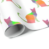 Laagpoly Cat Silhouette Pattern Cadeaupapier (Rol Hoek)