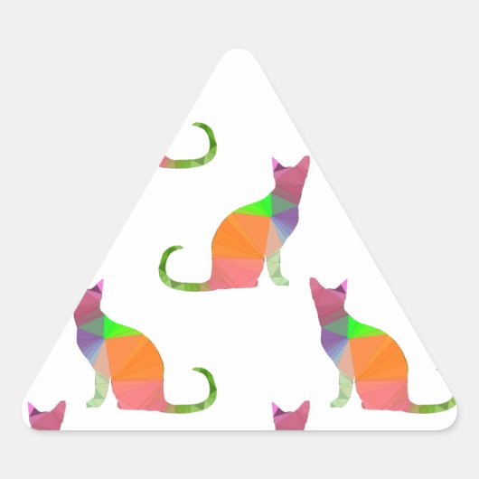 Laagpoly Cat Silhouette Pattern Driehoek Sticker (Voorkant)