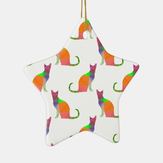 Laagpoly Cat Silhouette Pattern Keramisch Ornament (Rechts)