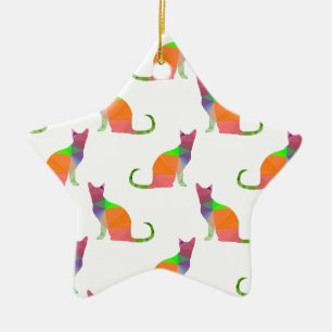 Laagpoly Cat Silhouette Pattern Keramisch Ornament