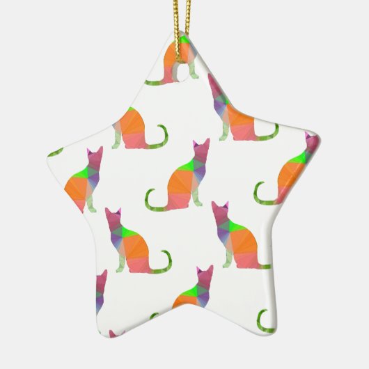 Laagpoly Cat Silhouette Pattern Keramisch Ornament (Links)