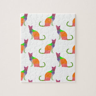 Laagpoly Cat Silhouette Pattern Legpuzzel