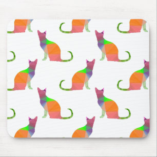 Laagpoly Cat Silhouette Pattern Muismat