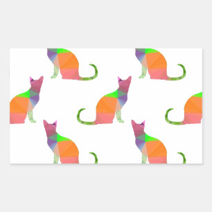 Laagpoly Cat Silhouette Pattern Rechthoekige Sticker
