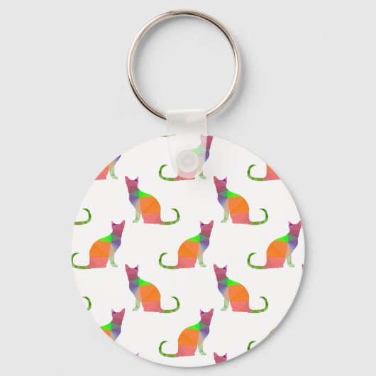 Laagpoly Cat Silhouette Pattern Sleutelhanger (Voorkant)
