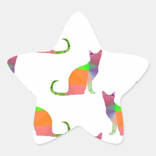 Laagpoly Cat Silhouette Pattern Ster Sticker (Voorkant)