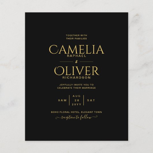 LAAGSTE BUDGET Black Gold MONOCHROME Weddenschap Flyer (Voorkant)