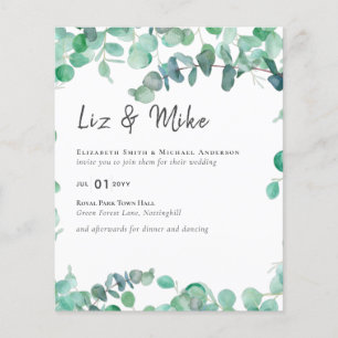 Laagste budget bruiloft brochure met eucalyptusbla