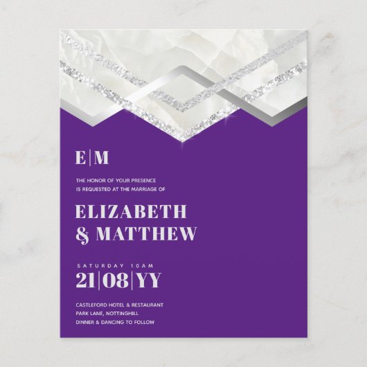 Laagste BUDGET Paars Zilveren Trouw FLYER (Voorkant)