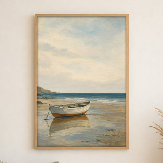 Laagwater Roeiboot Aquarel Kustkunst Poster