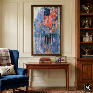 Laan in de regen van Frederick Childe Hassam Poster