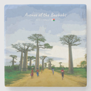 Laan van de Baobabs, Madagaskar - Landschap Stenen Onderzetter