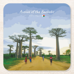 Laan van de Baobabs, Madagaskar - Landschap Vierkante Kartonnen Onderzetter