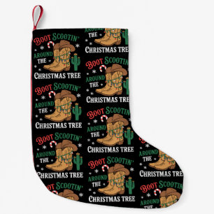 Laars schuifelt rond de Kerstboom Cowboy Kerstmis Kleine Kerstsok