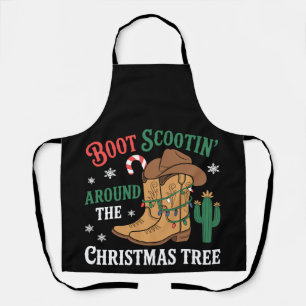 Laars schuifelt rond de Kerstboom Cowboy Kerstmis Schort