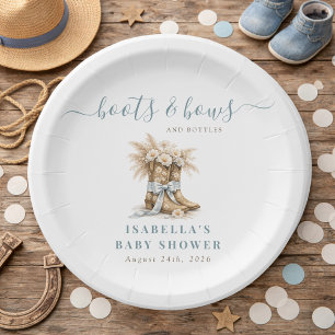 Laarzen Bogen & Flessen Westerse Jongens Baby Show Papieren Bordje