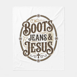Laarzen Broeken & Jezus Vintage Western Geloof Fleece Deken