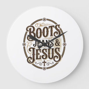 Laarzen Broeken & Jezus Vintage Western Geloof Grote Klok
