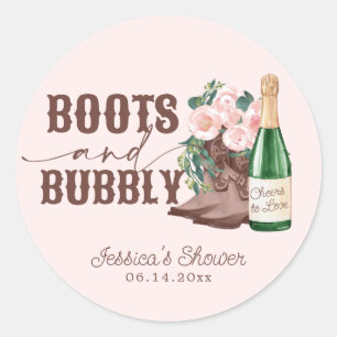 Laarzen & Bruisend Bloemenkraam Bruidsdouche Ronde Sticker