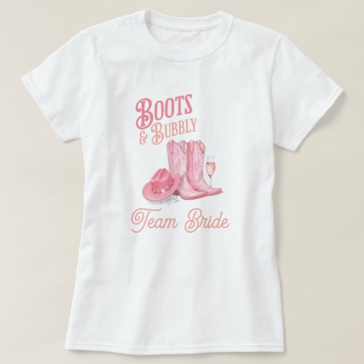 Laarzen & Bruisend Westerse Cowgirl Roze Bruidsdin T-shirt (Design voorkant)