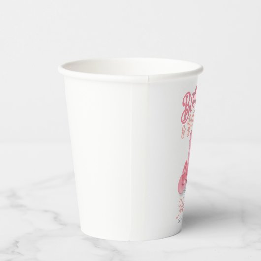 Laarzen & Bruisend Westerse Cowgirl Roze Bruidsfee Papieren Bekers (Rechts)