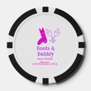 Laarzen & bruisende champagnefles bruidsdouche roz poker chips