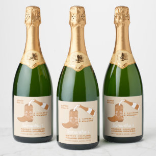 Laarzen Bruisende Rustieke Westerse Bruiloft Sparkling Wijnetiket