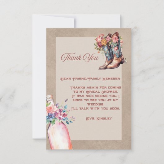 Laarzen Brunch & Bubbly Flat Dank u kaart (Voorkant)