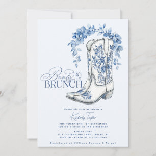 Laarzen & Brunch Dusty Blue Floral Vrijgezellenfee Kaart