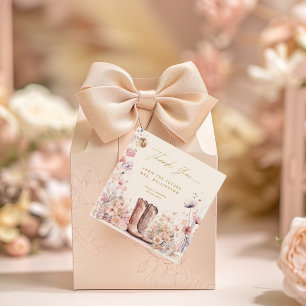Laarzen & Bubbelende Bloemen Cowgirl Bruidsfeestje Bedankjes Labels