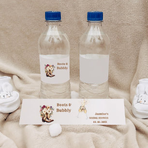 Laarzen & bubbelige Boho Westerse Bruiloftsfeest Waterfles Etiket