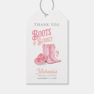 Laarzen & Bubbels Westerse Cowgirl Roze Bruidsdine Cadeaulabel