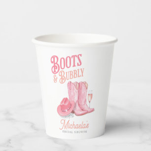 Laarzen & Bubbels Westerse Cowgirl Roze Bruidsdouc Papieren Bekers